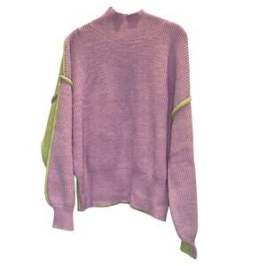 Fine Original Brand – Green/Purple High Neck Sweater (Sold by ECB) – Size M